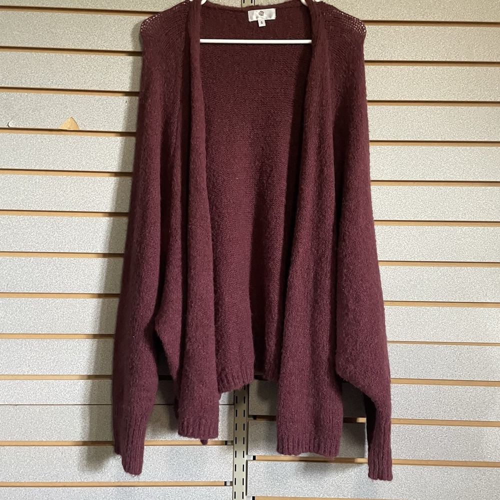 Everyday Chic Boutique S Maroon Open Front Cardigan